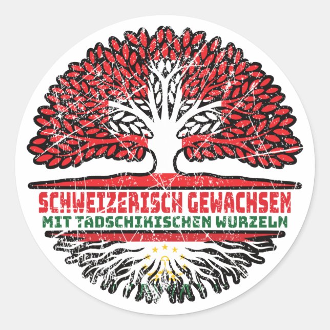 Adesivo Tadschikistan Tadschikisch Schweizer Schweiz Baum (Frente)