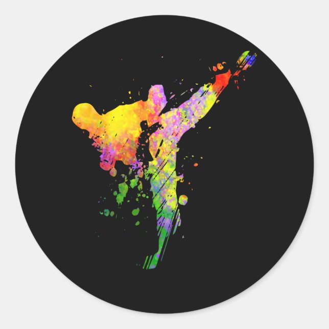 Adesivo Tae Kwon Do Karate Colorful Silhouette para Menina (Frente)