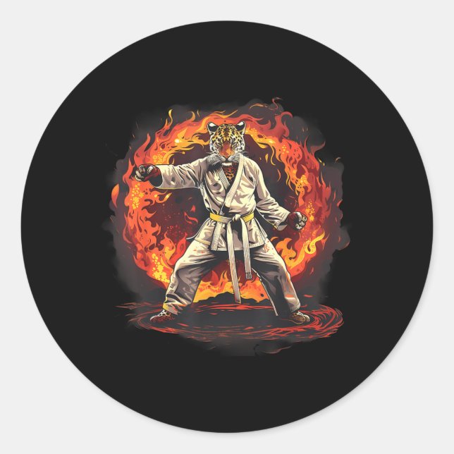 Adesivo Taekwondo Leopard Kickboxing Animall Jiu-Jitsu (Frente)