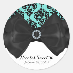 Adesivo Tafetá e Preto Damask Chic Laço Glamouroso Festa d