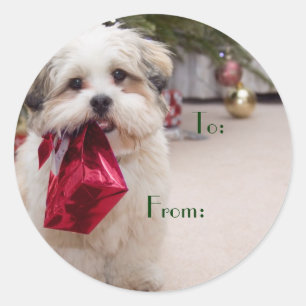 Adesivo Tag bonitos do presente do cão do Natal