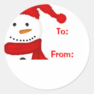 Adesivo Tag bonitos do presente do Natal do boneco de neve