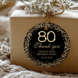 Adesivo Tag de agradecimento de 80º aniversário elegante c