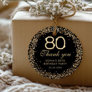 Adesivo Tag de agradecimento de 80º aniversário elegante c