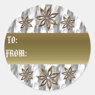 Adesivo Tag de prata e Dourado do presente