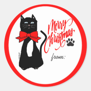 Adesivo Tag do presente do Gato-Natal
