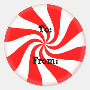 Adesivo Tag do presente do Natal dos doces de Peppermint