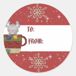 Adesivo Tag do presente do rato do Natal