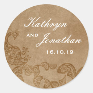 Adesivo Tag floral rústico do presente de casamento do