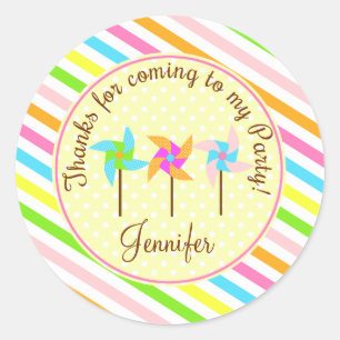 Adesivo Tag personalizado Pinwheel do favor 2inch