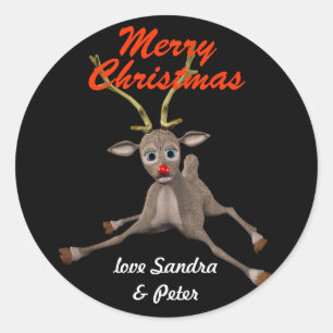 Adesivo Tag preto personalizado do presente de Rudolph do