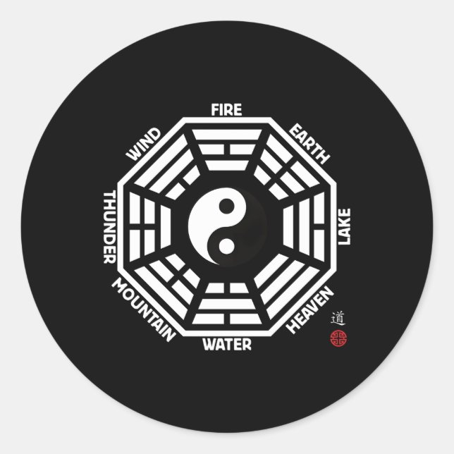 Adesivo Tai Chi Yin Yang King Wen Bagua (Frente)