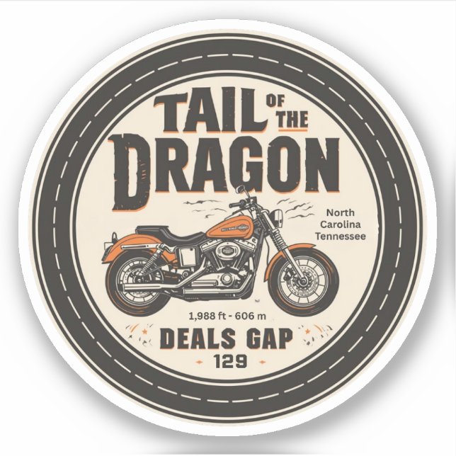 Adesivo Tail of the Dragon Deals 318 curves road trip  (Frente)