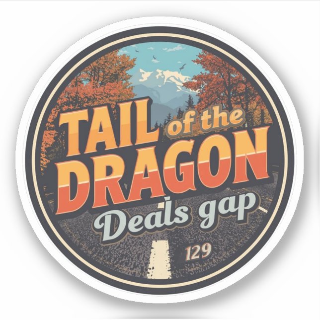 Adesivo Tail of the Dragon Deals 318 curves road trip  (Frente)