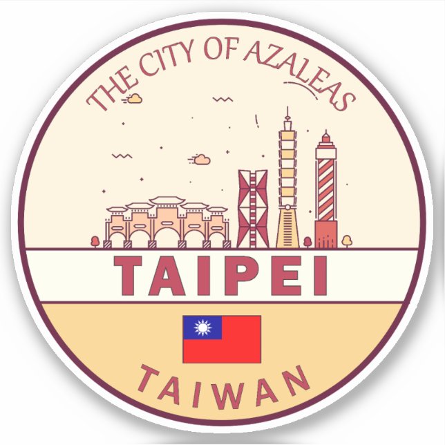 Adesivo Taipei Taiwan City Skyline Emblem (Frente)