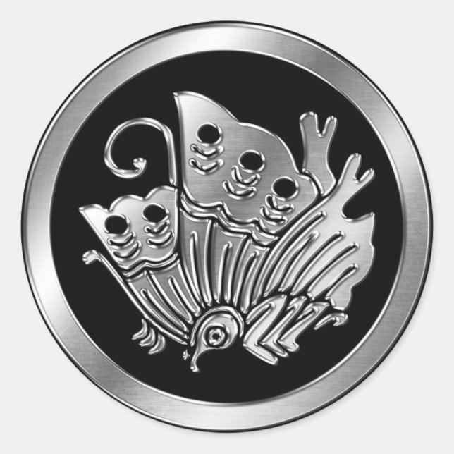 Adesivo Taira Clan Kamon Silver Chrome (Frente)