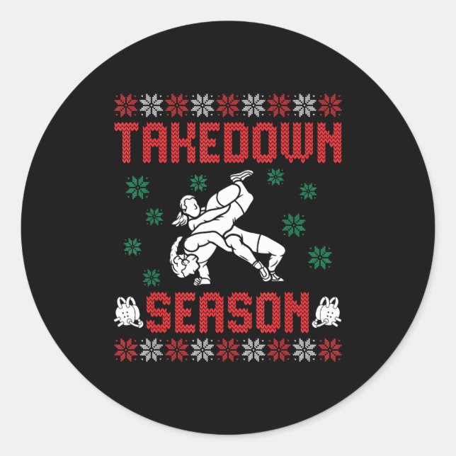 Adesivo Takedown Season Girls Wrestling Ugly Sweater Chris (Frente)