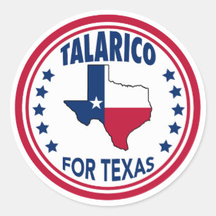 Adesivo Talarico para Eleição Vermelho Branco Azul do Texa