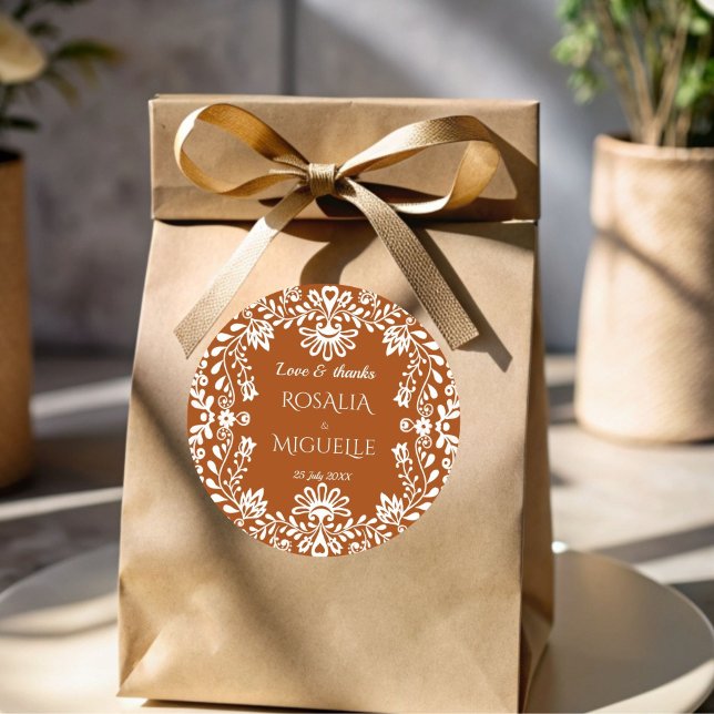 Adesivo Talavera terracotta - Favor do casamento mexicano (Talavera terracotta Mexican wedding personalized favor Stickers talavera stickers)