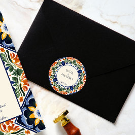 Adesivo Talavera vintage monograma do casamento mexicano i