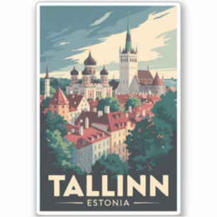 Adesivo Tallinn Estônia Viagem Art Vintage