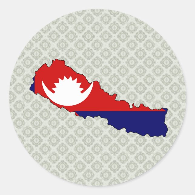 Adesivo Tamanho do cheio do Mapa de Sinalizador do Nepal (Frente)