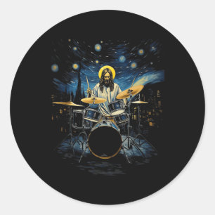 Adesivo Tambor Kit Percussionista Drummer Van Gogh Jesus T