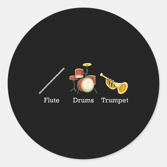 Adesivo Tambores de Flauta Trompete Nd Instrumentos Sutil  (Frente)