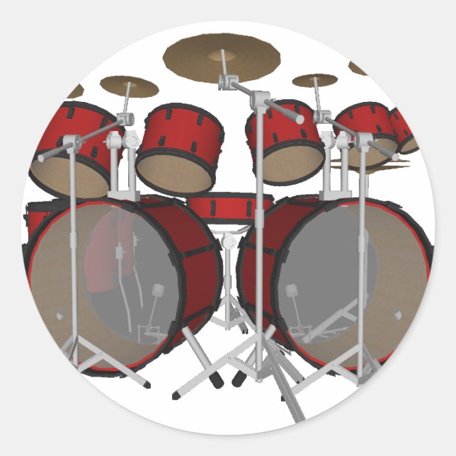Adesivo Tambores: Kit do tambor vermelho: Modelo 3D: (Frente)