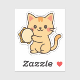 Adesivo Tambourine Cat Joyful Art