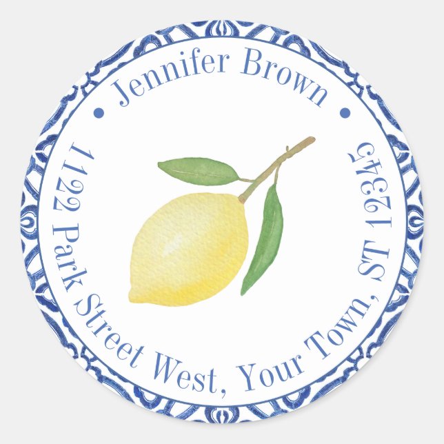 Adesivo Tampa Capri Limão Casamento Endereço de Devolução  (Frente)