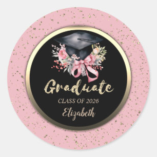 Adesivo Tampa de Graduacao Floral Laco Rosa Confeite