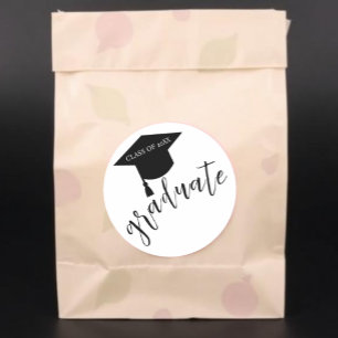 Adesivo Tampa de Graduação Minimalista Preto e Branco Grad