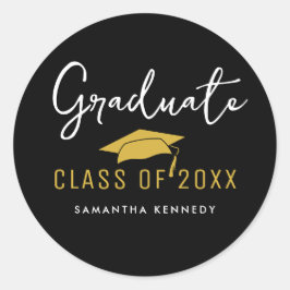 Adesivo Tampa de Graduação Moderno Preto e Dourado da Turm