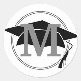 Adesivo Tampa de Graduação Monograma Inicial Cinza Branco 