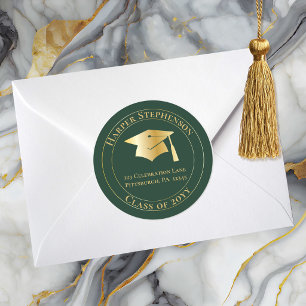 Adesivo Tampa de Graduacao Ouro Verde Turma de 2026 Endere