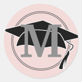 Adesivo Tampa de Graduação Rosa Cinza Monograma Inicial