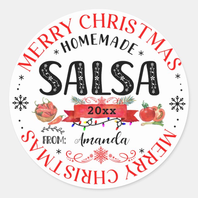 Adesivo Tampa de Pote Salsa Caseira Feliz Natal (Frente)