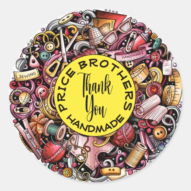 Adesivo Tampão clássico redondo de costura feito à mão (Frente)