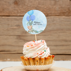 Adesivo Tampo de Cupcake Oh Boy Balão Azul Eucalipto
