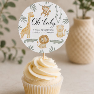 Adesivo Tampo de Cupcake Safari de Aquarela Oh Baby