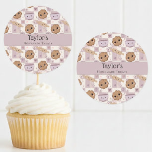 Adesivo Tampo de Cupcake Xadrez de Biscoito Kawaii Persona