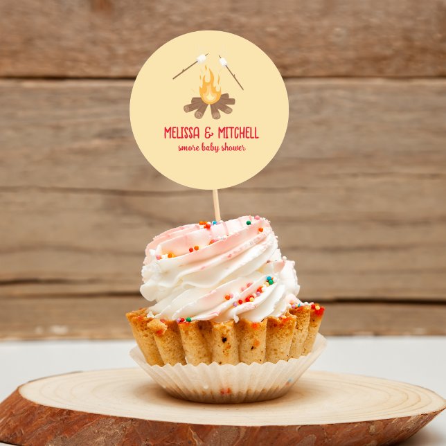 Adesivo Tampões de cupcake do chá de fraldas de fogueira d (Criador carregado)