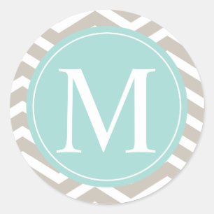Adesivo Tan Chevron Turquoise Monograma