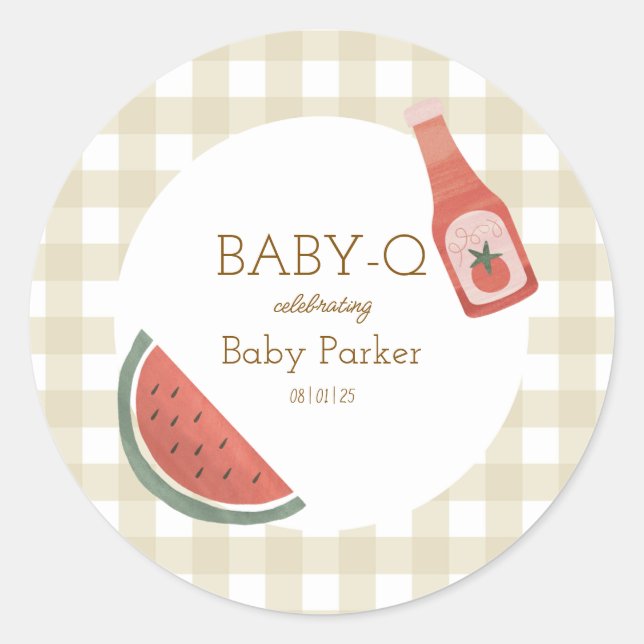 Adesivo Tan Gingham Baby-Q Sticker (Frente)