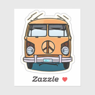 Adesivo Tan Retro Hippie Van Cores Vintage Arte