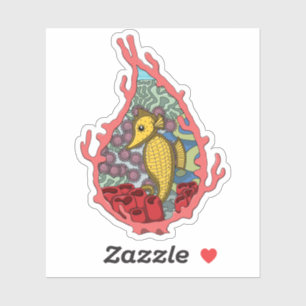 Adesivo Tanga o Vinheta de Contorno do Cavalo-do-Mar