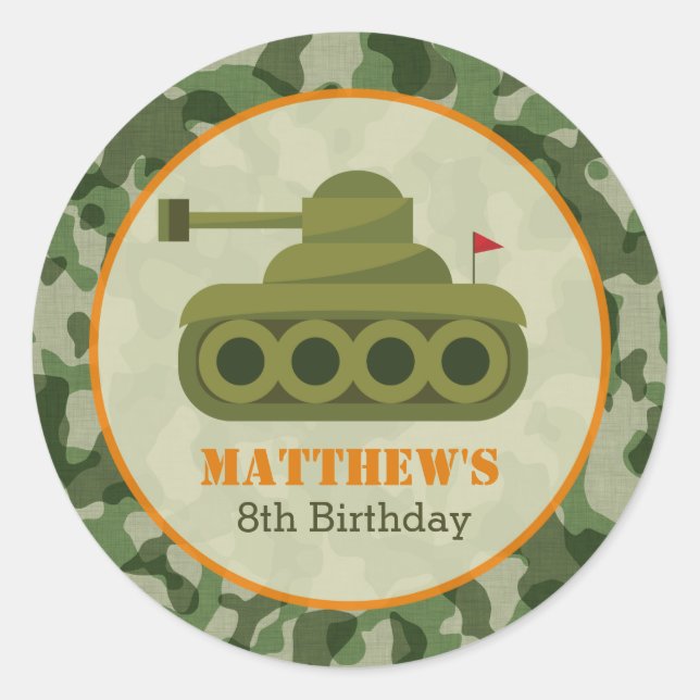 Adesivo Tank Birthday Stickers - Soldado Militar do Exérci (Frente)