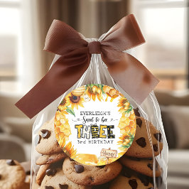 Adesivo Tão doce em ser três aniversário de 3 anos florais