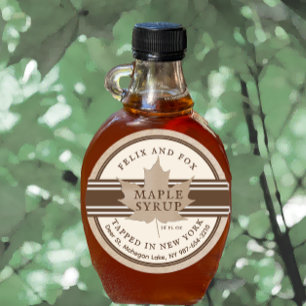 Adesivo Tapado em Nova York Maple Syrup Label Antique Whit
